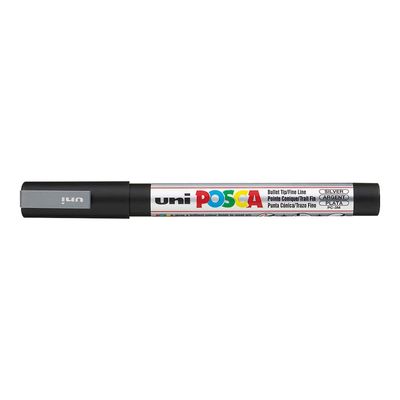 Uni POSCA PC-3M - Pack de 4 marqueurs - noir, argent, blanc, or
