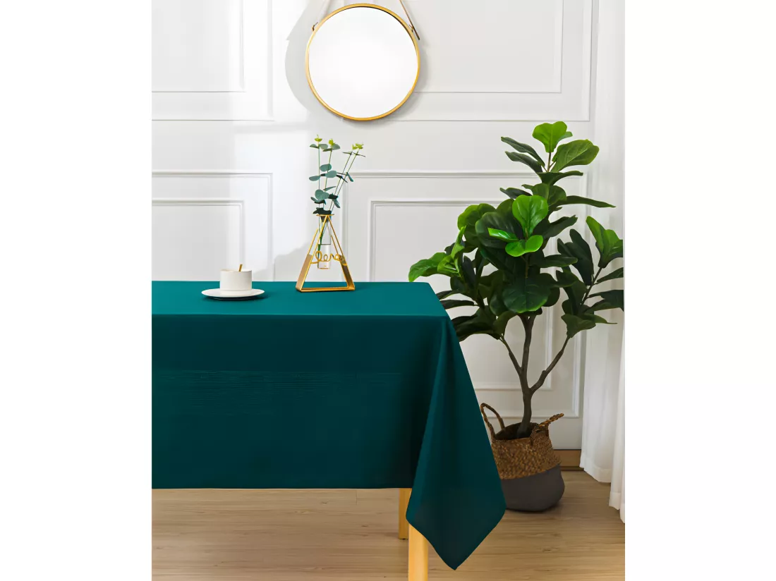 Nappe antitache unie Bleu Paon rectangulaire 145 x 240 cm