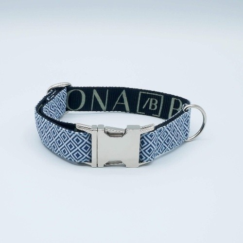 Coleira para cães Baona Zanzibar branca e azul