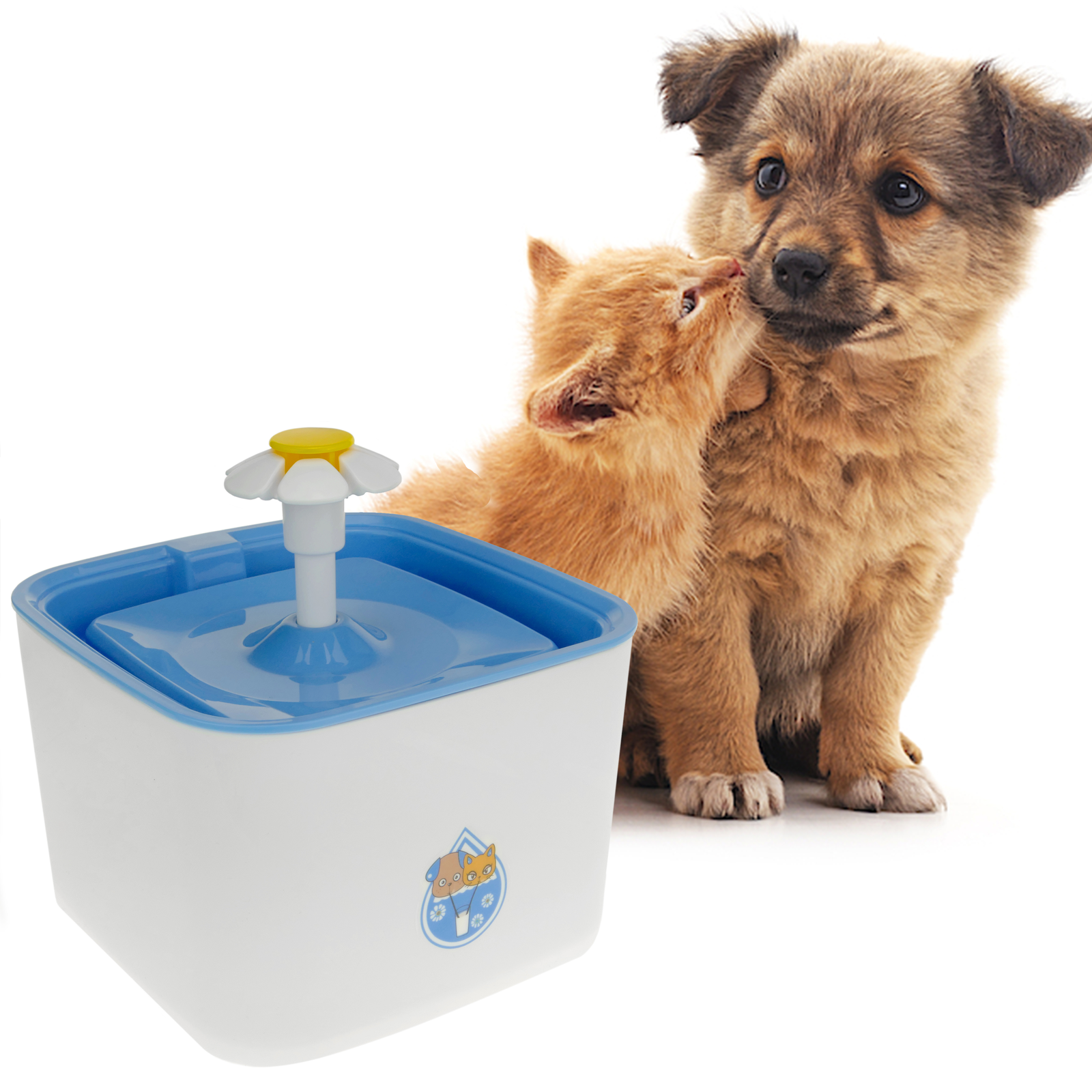 Fonte de água azul de 2,5 litros para cães e gatos. Fonte elétrica com dispensador de água filtrada para animais de estimação.
