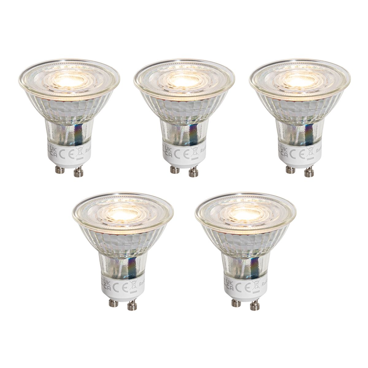Set van 5 GU10 50mm dimbare LED lampen helder 4.9W 500 lm 2700K