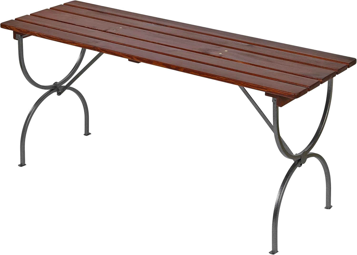METRO Professional Bierzeltgarnitur, 3-TLG. Gartenmöbel Set, 1 Bier-Tisch 180 x 60 cm, 2 Bierbänke 180 x 36 cm, Klappbar, Braun/Silber