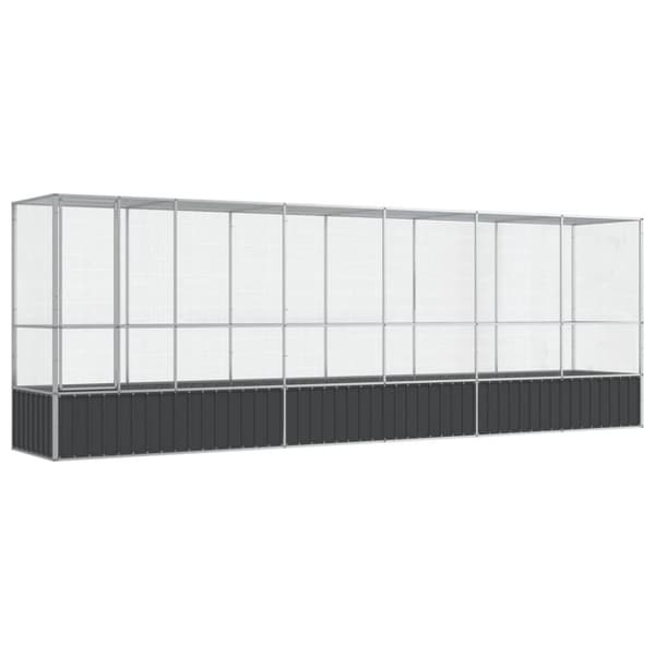 vidaXL Voliere med forlengelse sølv 626,5x107x212 cm stål