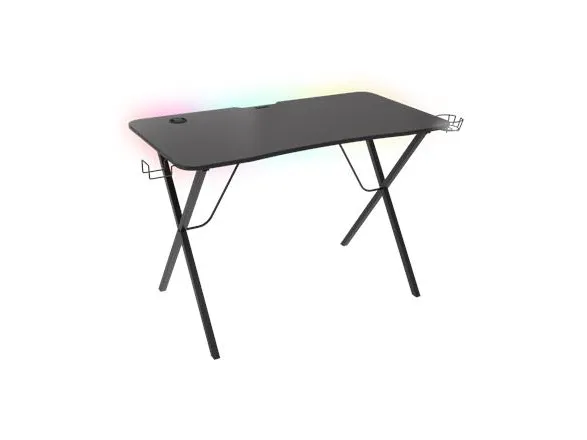 Genesis Holm 200 RGB - Skrivebord - rektangulær med konturerede hjørner - sort