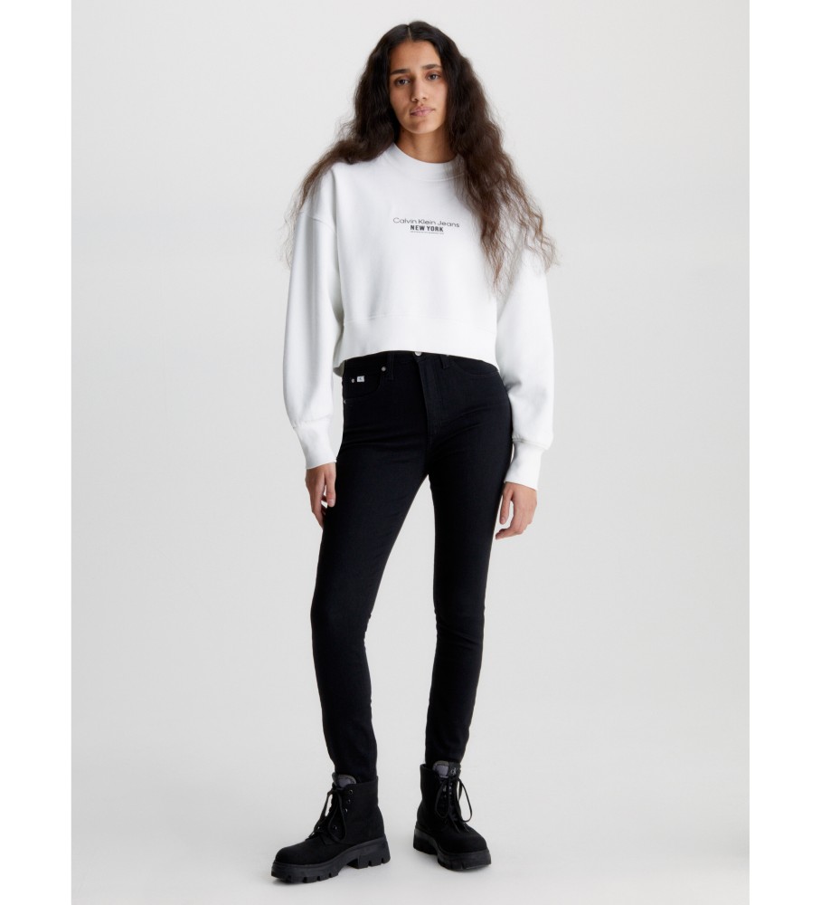 Calça jeans Calvin Klein de cintura alta, super skinny, preta