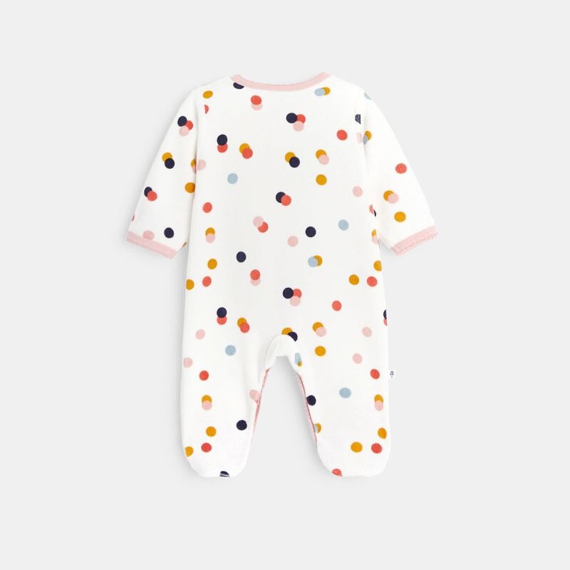 Dors-bien en velours bébé fille à pois Aucune nuance