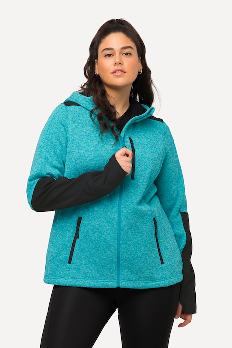 Fleecejacke, Reflektordruck, Kapuze, Daumenloch