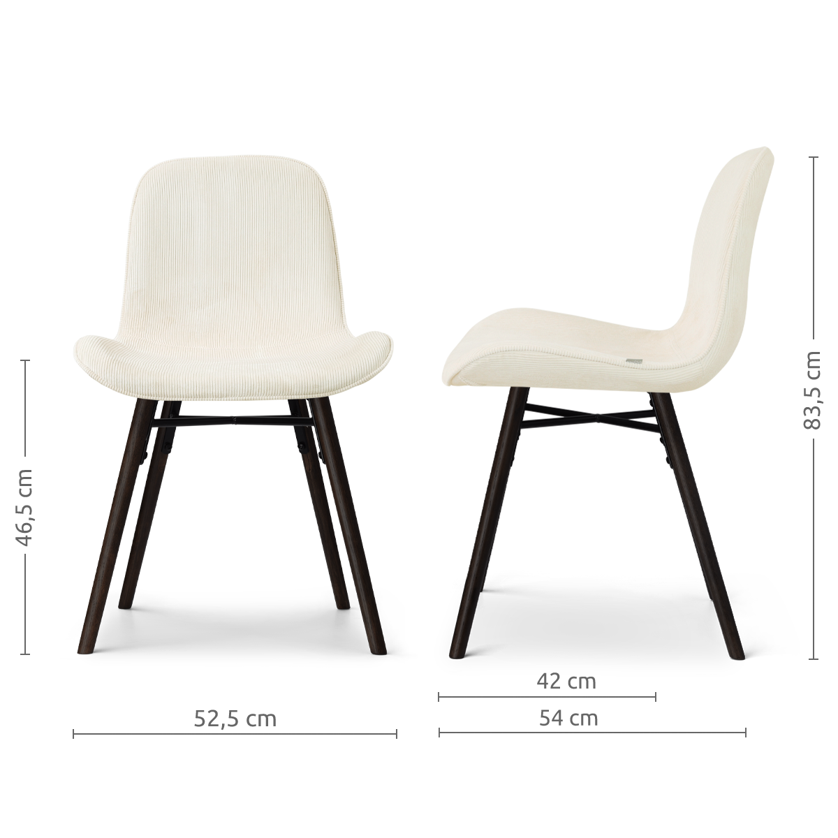 Eetkamerstoel Nena-Fé zwart houten onderstel rib beige