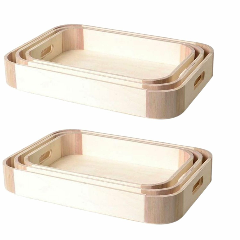 2 lots de 3 plateaux en bois design à customiser