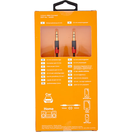Vivanco fladt lydkabel 3,5mm - guld/sort