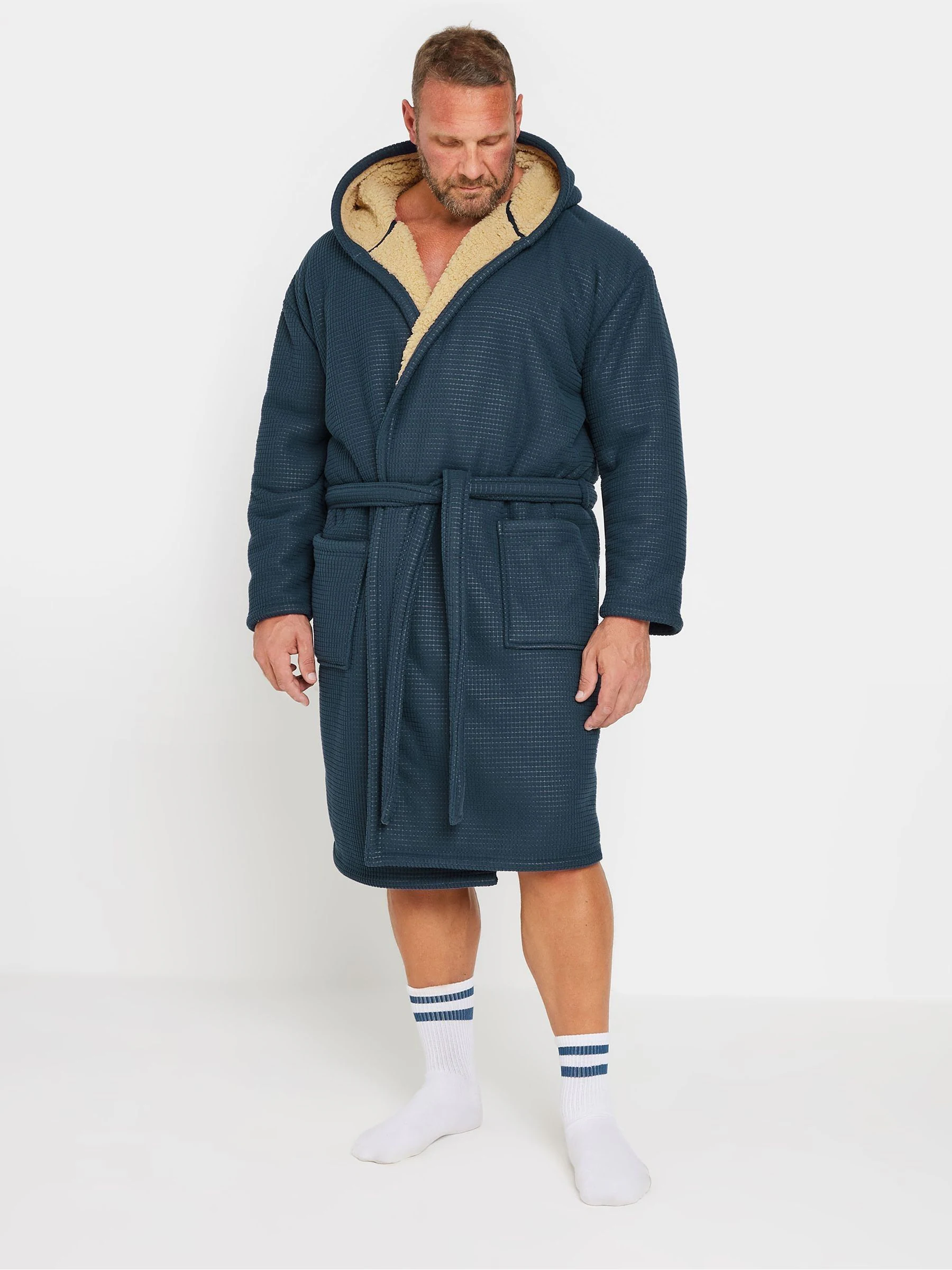 Blauw - BadRhino Big & Tall Waffle Borg-badjas