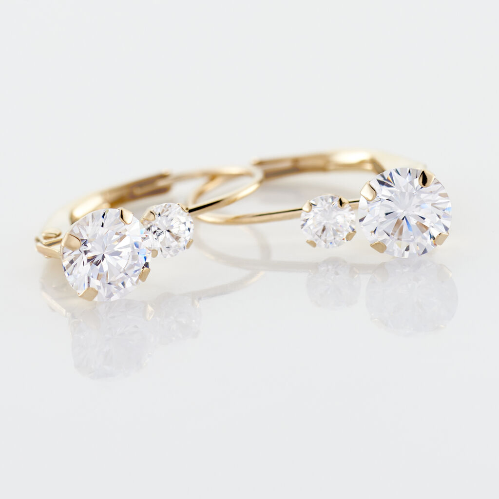 Boucles D'oreilles Pendantes Gulbeyaz Or Jaune Oxyde De Zirconium