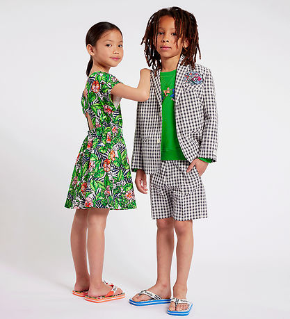 Kenzo Kleid - Mint Green m. Blumen/Lochmuster
