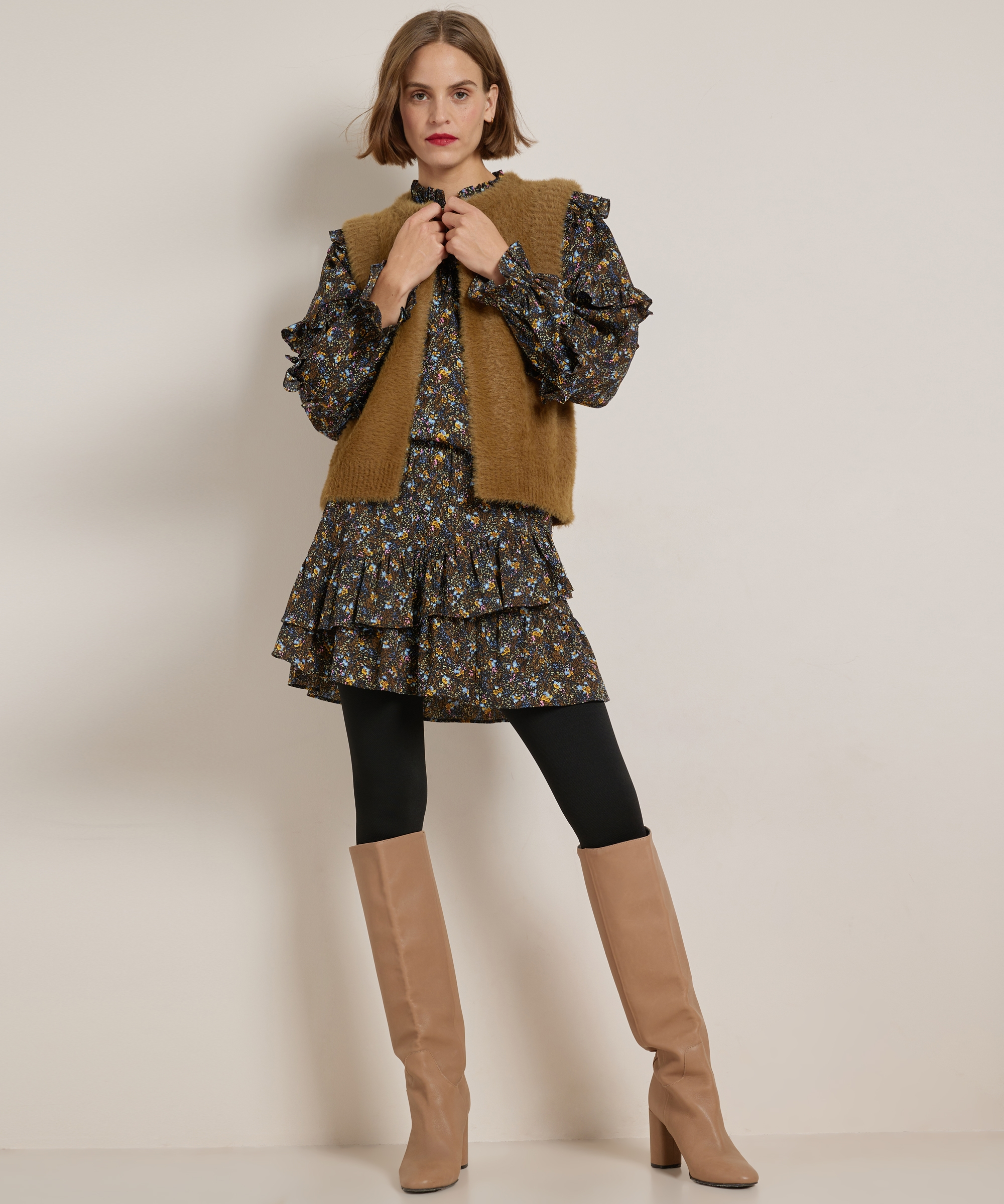 bloemenprint top met ruches