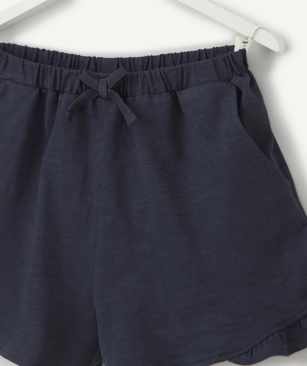 SHORT FILLE EN COTON BIO BLEU MARINE