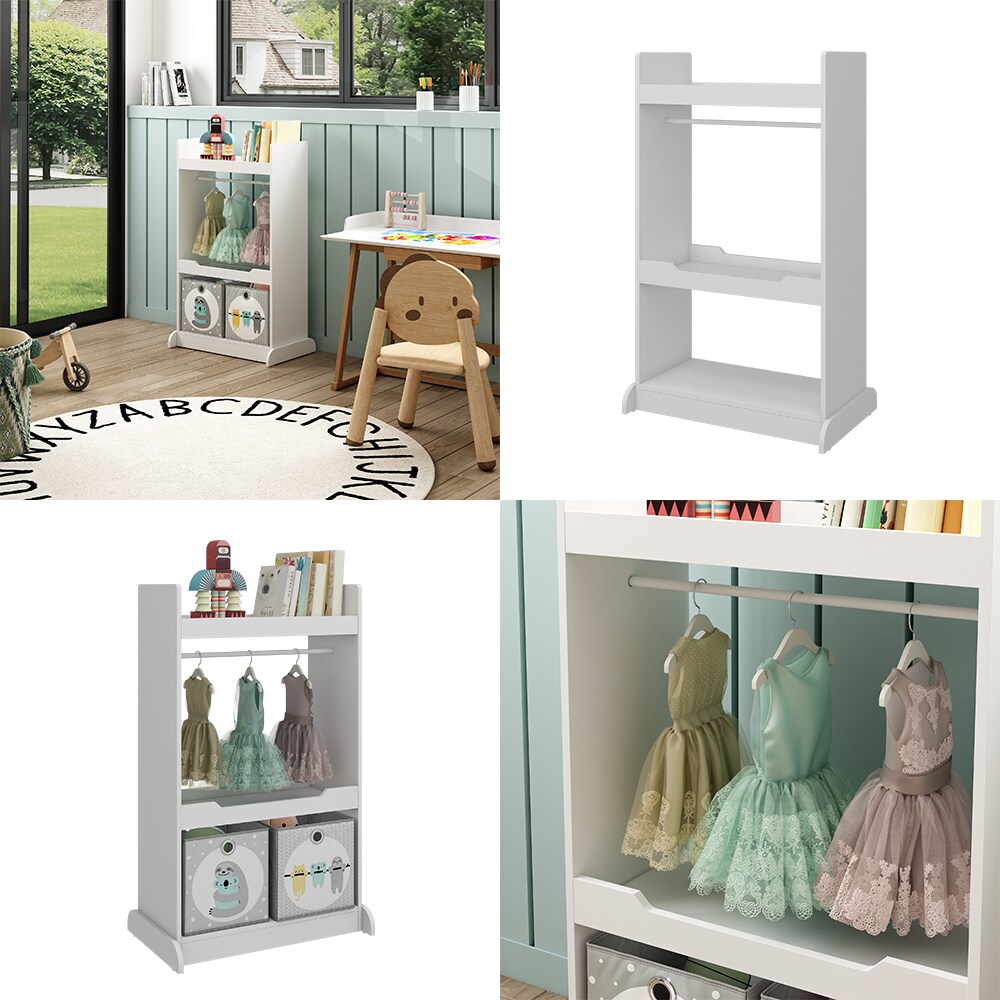Vicco Kinderkleiderschrank Conny Weiß 67 x 110 cm mit Kleiderstange