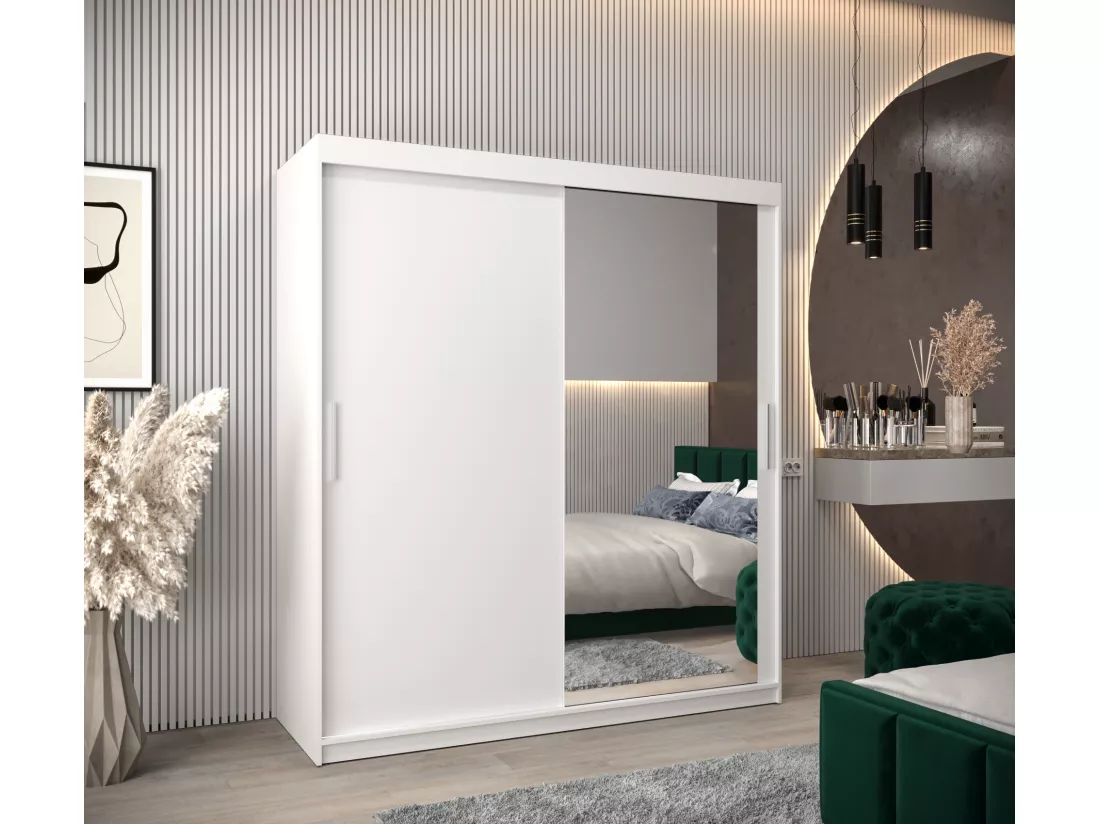 Armoire Tokyo 2 À Portes Coulissantes 200/180/62 2 portes (Blanc/Blanc)