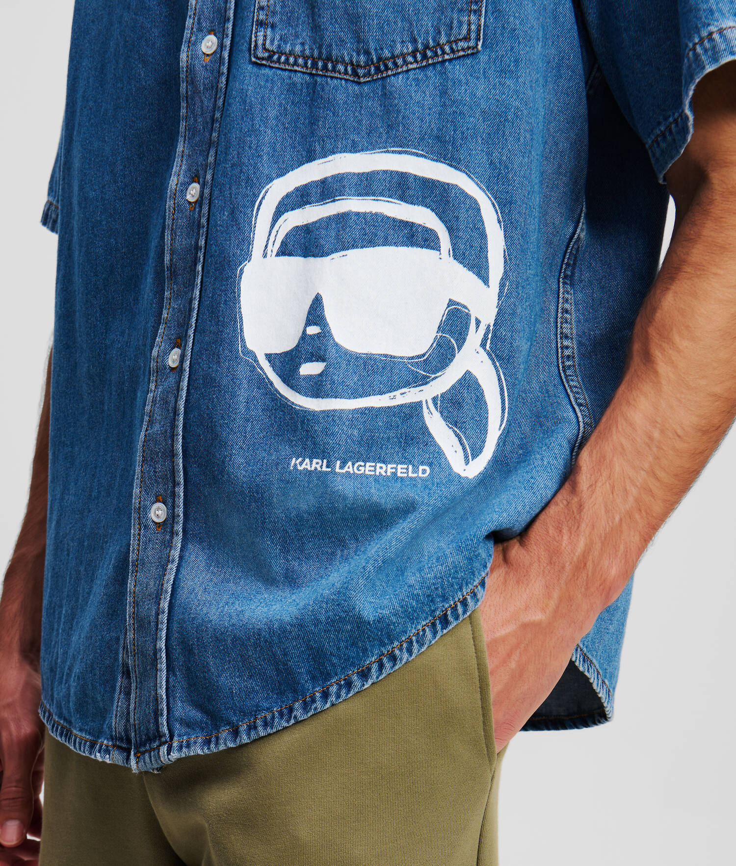 CHEMISE EN JEAN À MANCHES COURTES IKON - Denim Bleu Clair