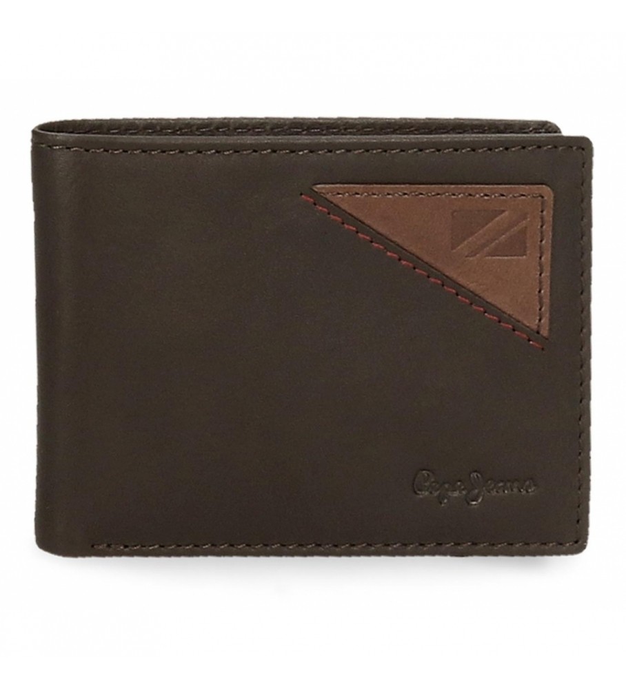 Carteira Pepe Jeans Striking em couro marrom
