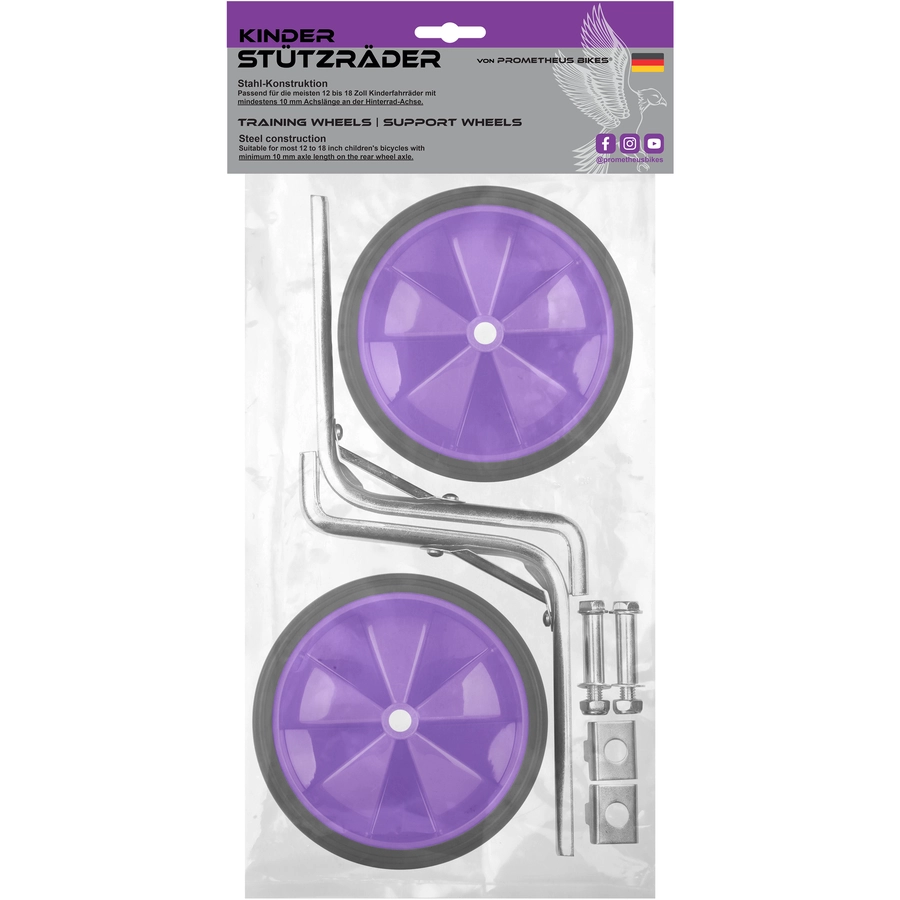 PROMETHEUS BICYCLES® Sützräder Universell für 12 bis 18 Zoll Violett