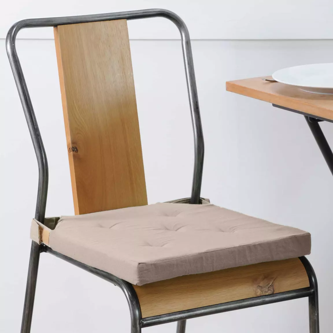 Galette de chaise carrée scratch (40 x 40 cm) Duo Beige