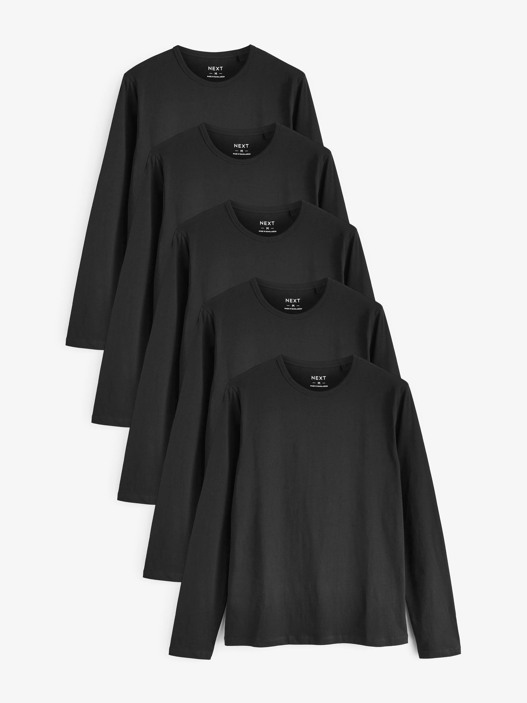 Zwart - Set van 5 T-shirts met lange mouwen en laagjes