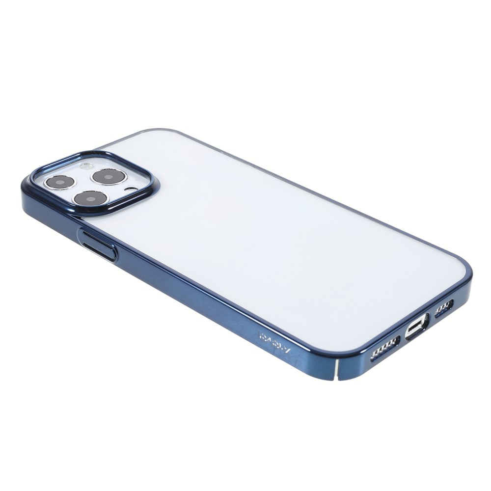 iPhone 13 Pro Hardcase Hülle mit Galvanisiertem Rahmen - Blau / Transparent