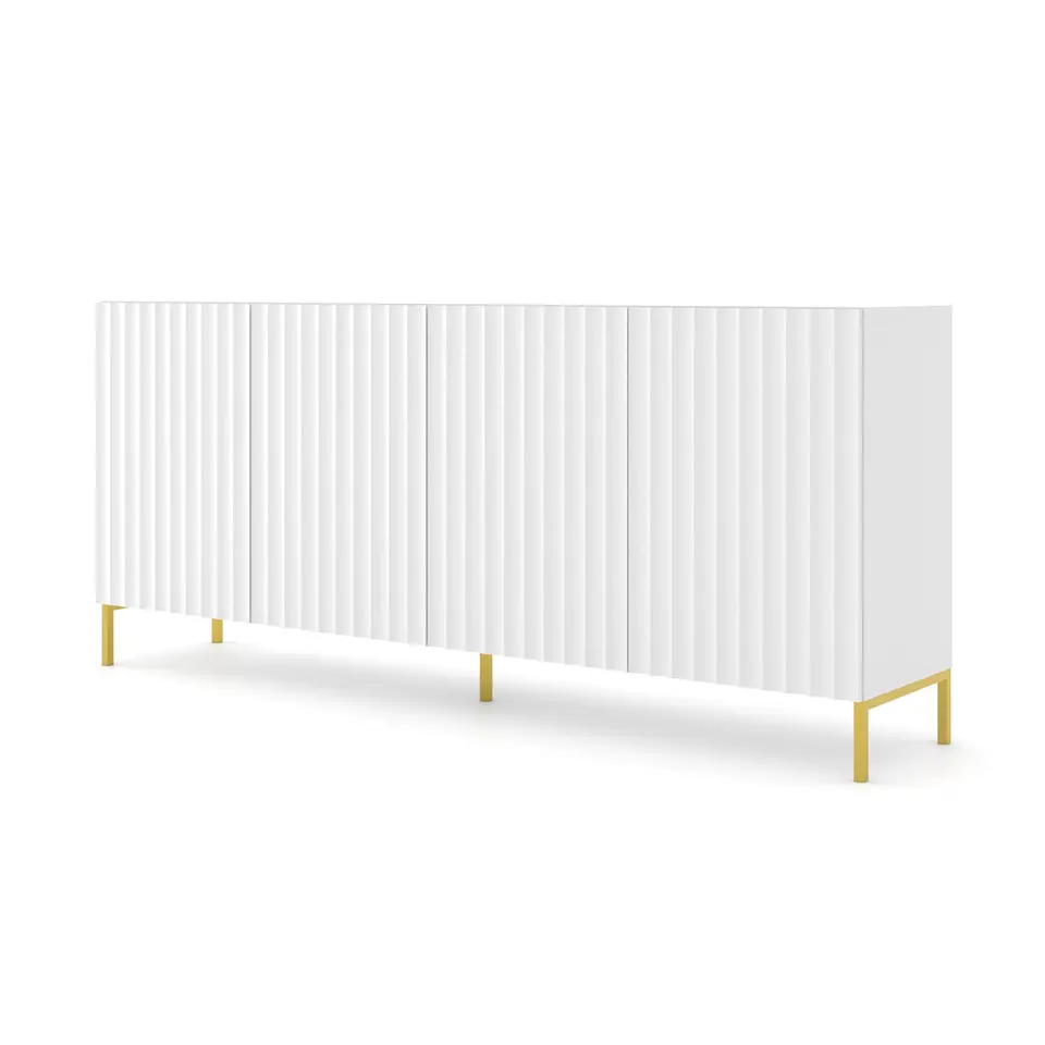 WAVE dressoir 4D 200 cm mat wit   gouden frame