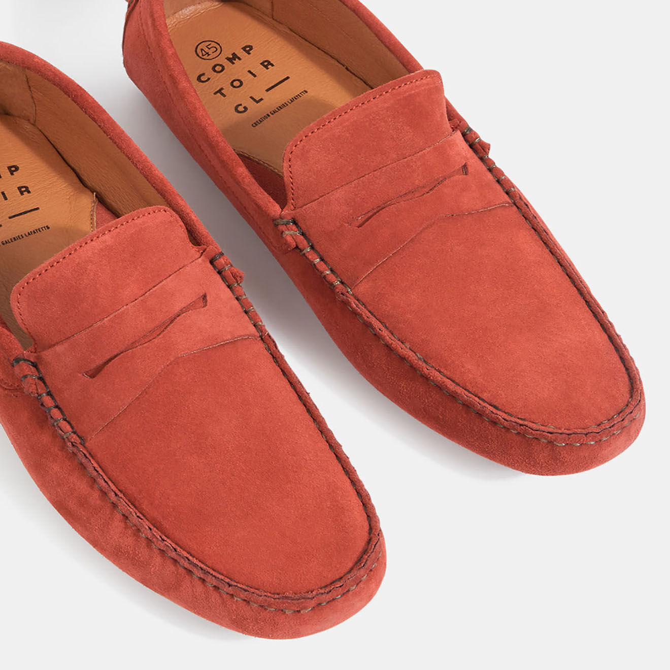 Comptoir GL Mocassins en Velours de Cuir Diego orange brique