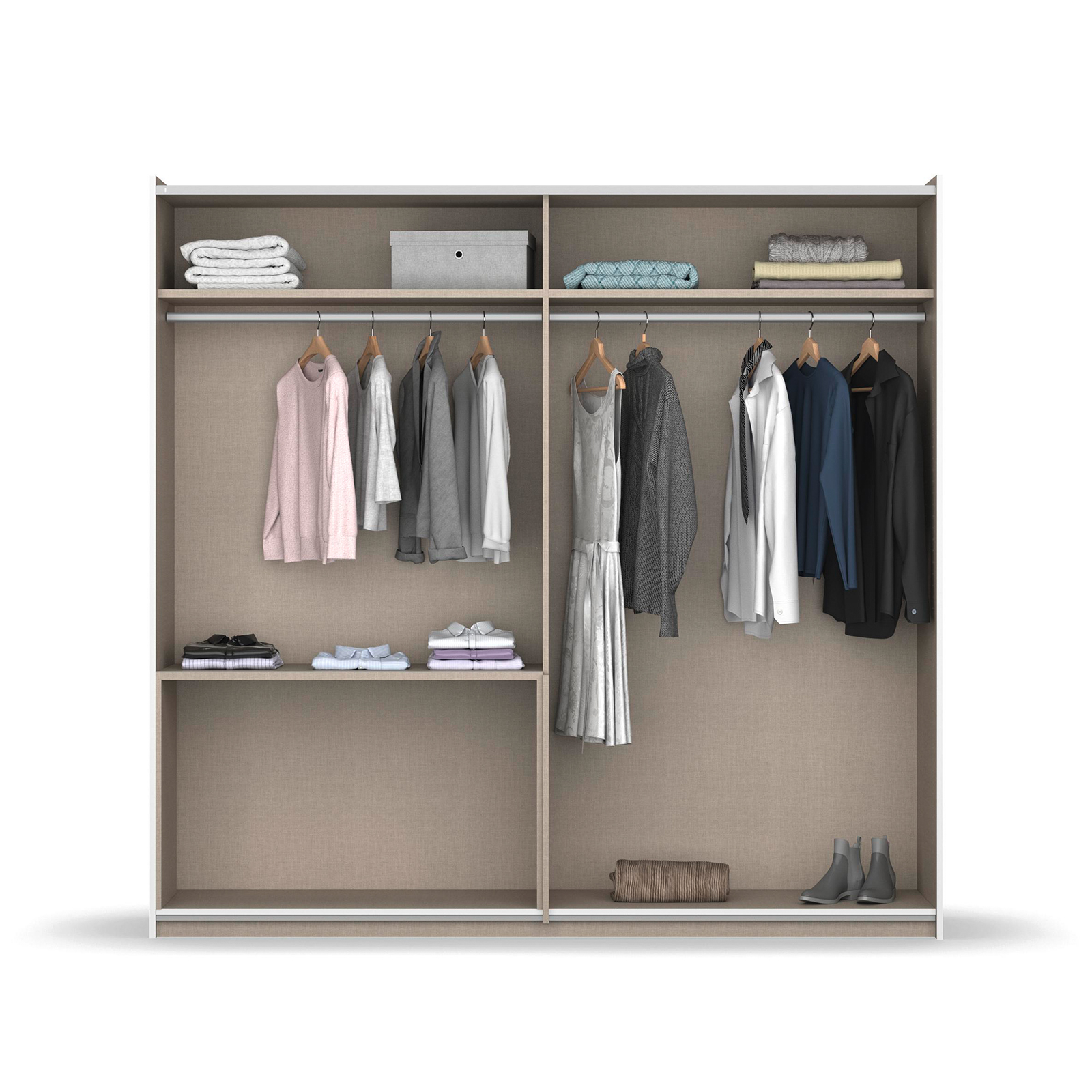 Schwebetürenschrank - alpinweiß - 218 cm breit