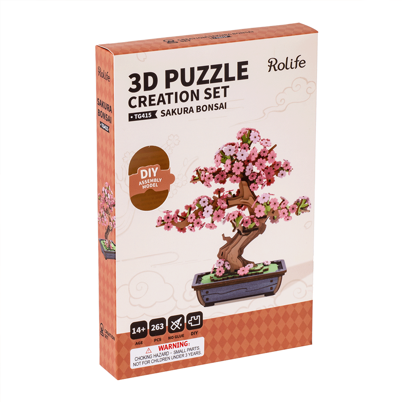 (263-tlg. Set) Rolife 3D Holz Puzzle DIY Modell Bausatz Home Deko Pflanze für Erwachsene (TG415) - Sakura Bonsai