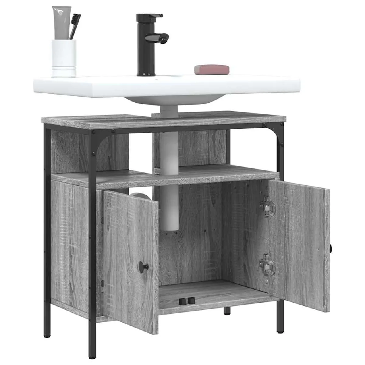 vidaXL Armoire lavabo sonoma gris