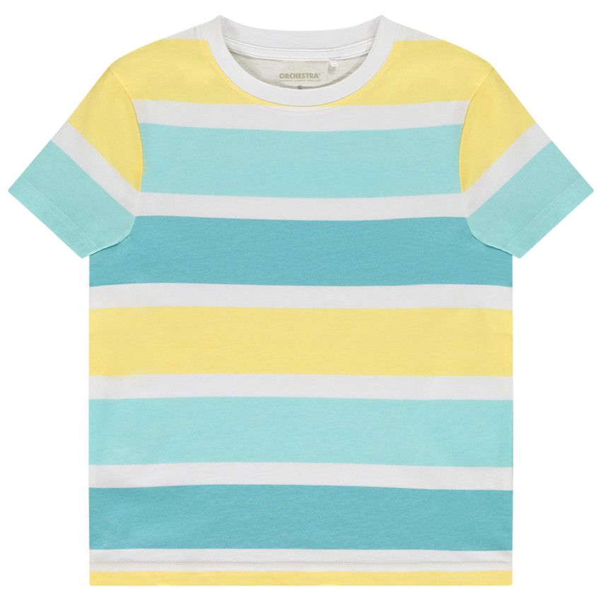 T-shirt manches courtes à rayures pour garçon - Bleu moyen