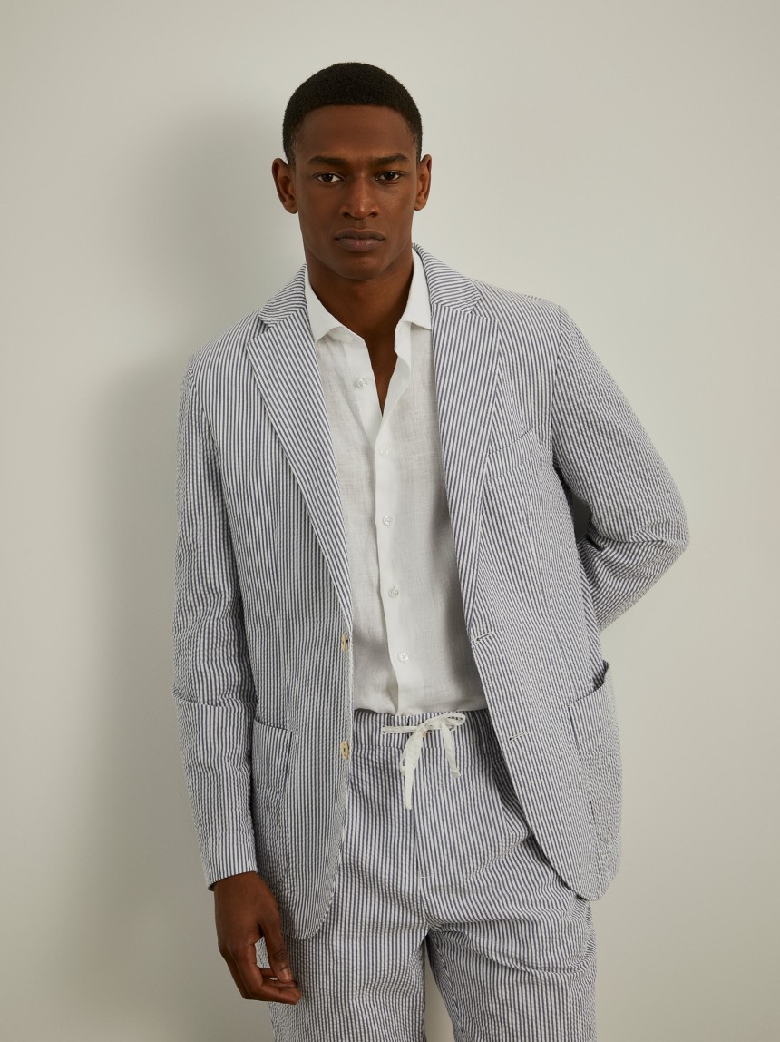 Blazer de riscas slim fit