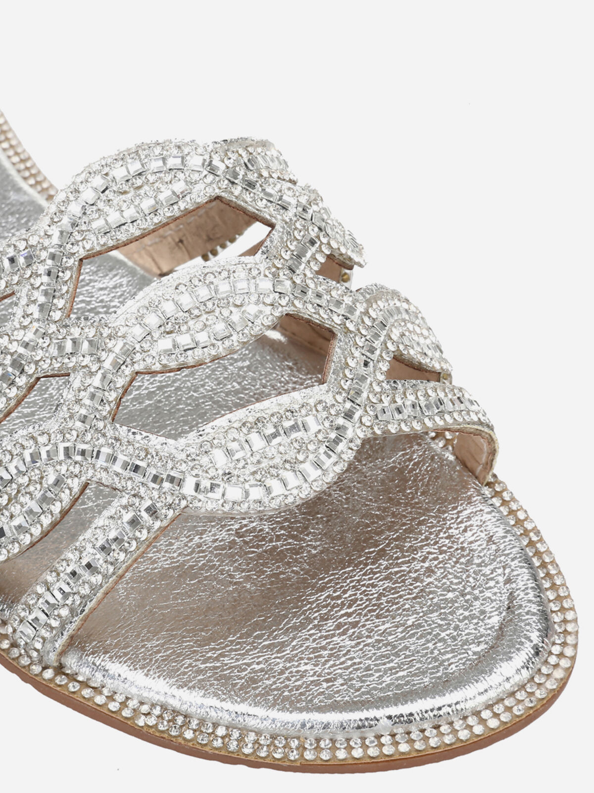 Mules plates à strass- Argenté