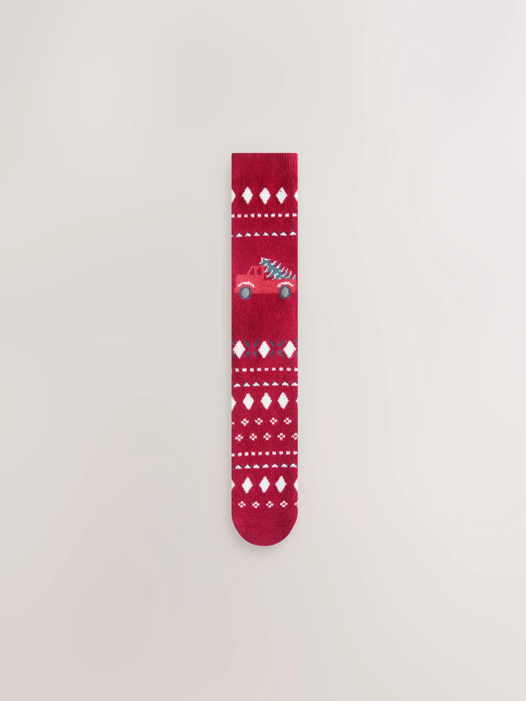 Marineblauw/rood vrachtwagen - Set van 2 paar behaaglijke Kerstmis Sokken voor het hele gezin