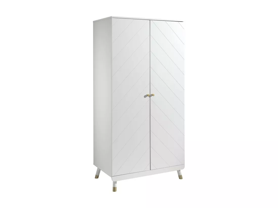 TINY WHITE - Armoire 2 Portes Blanche Motif Graphique