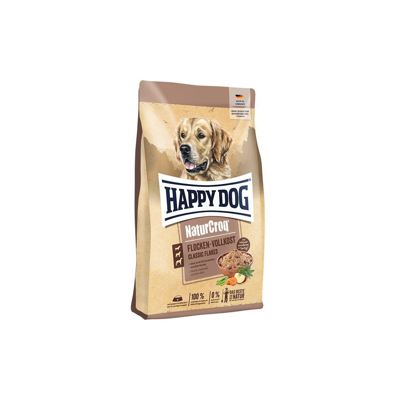 HAPPY DOG NaturCroq Trockenfutter Hund Adult, Flocken Vollkost 1,5 kg