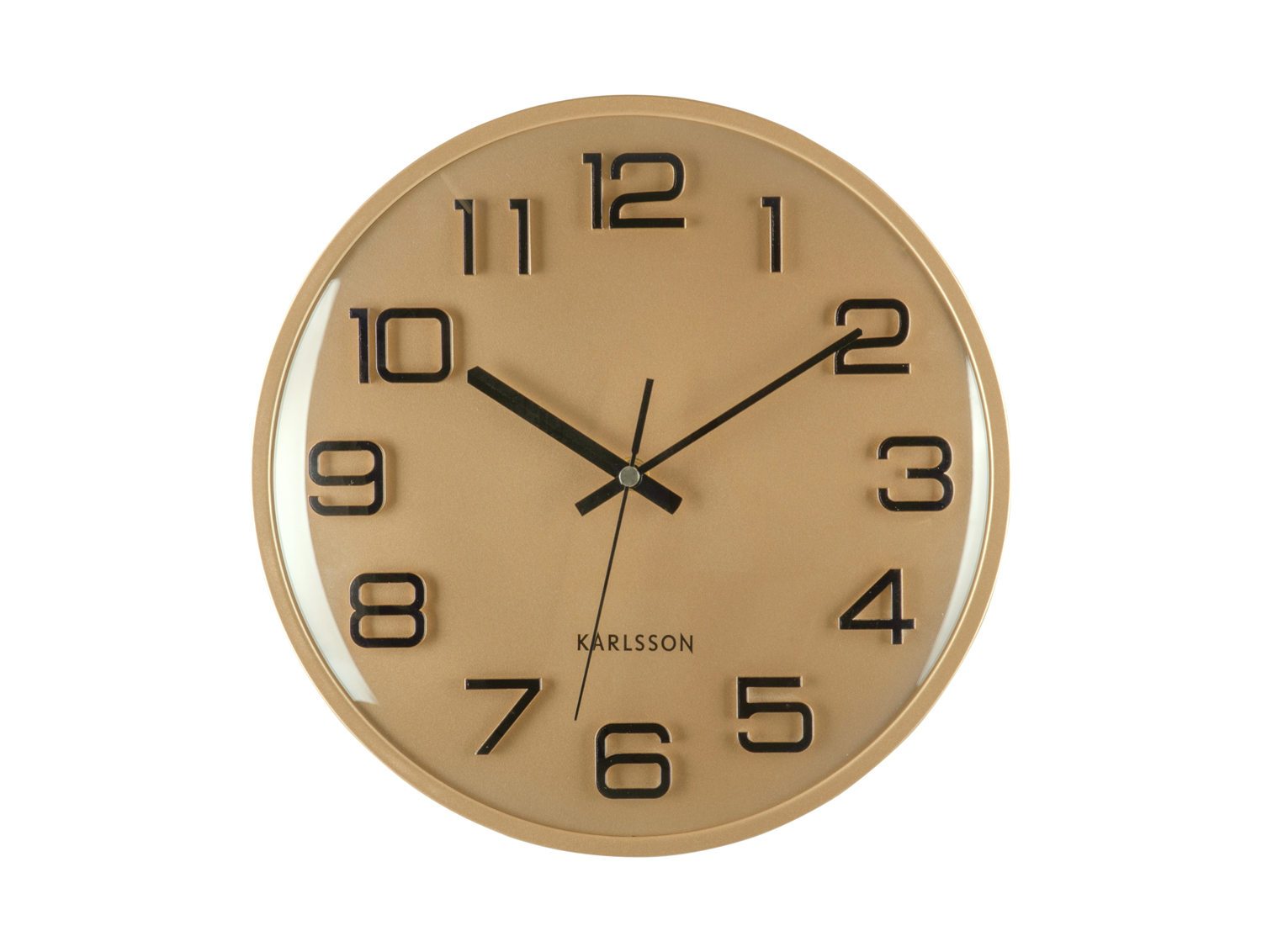 Wall clock 3D Numbers gold w. black