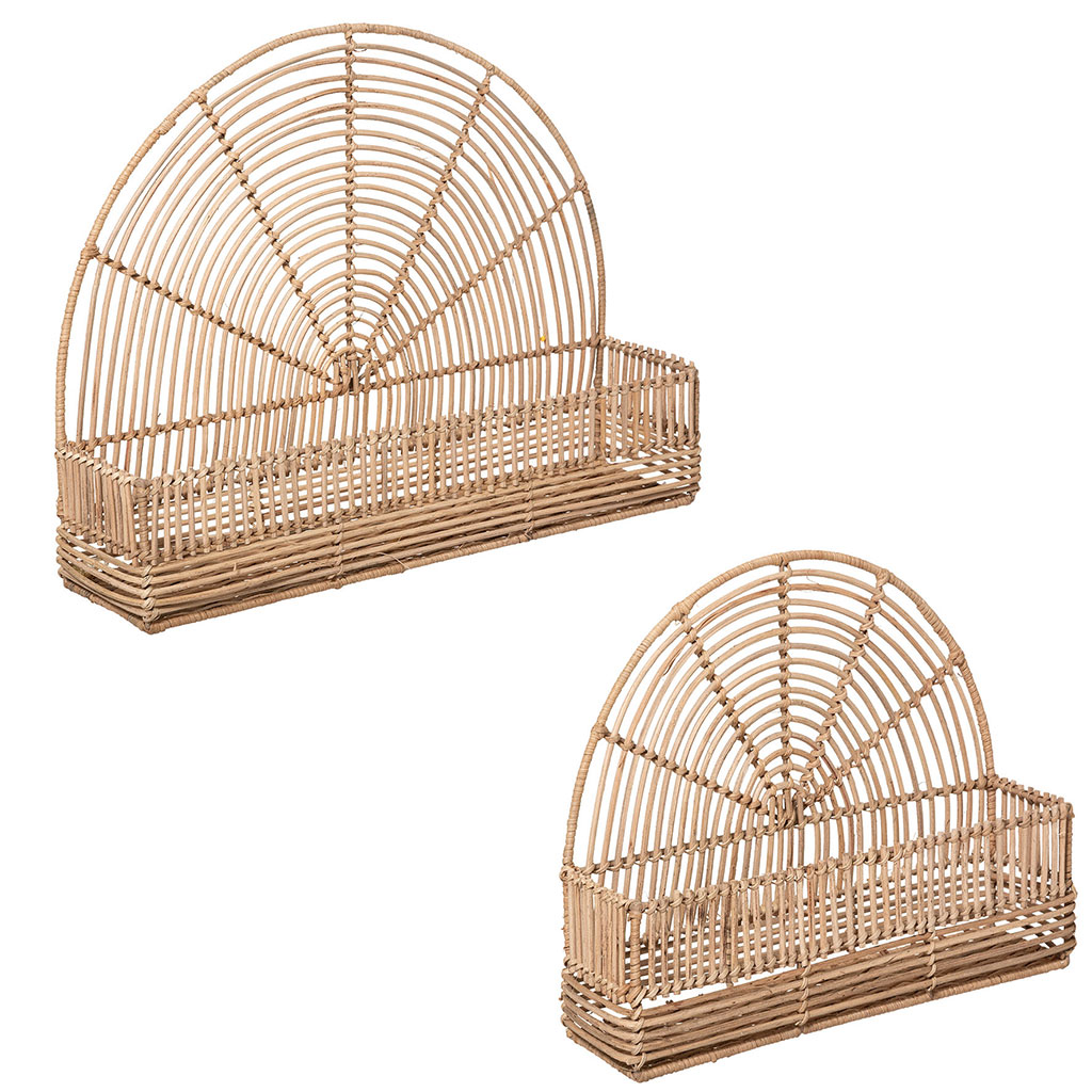 Lot de 2 étagères murale rotin 48x37x12cm
