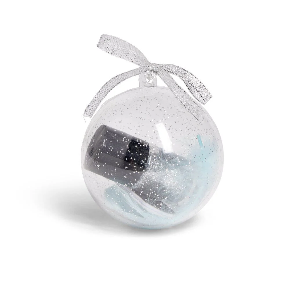 Boule coffret cadeau lime et vernis pailleté gris Ø8cm