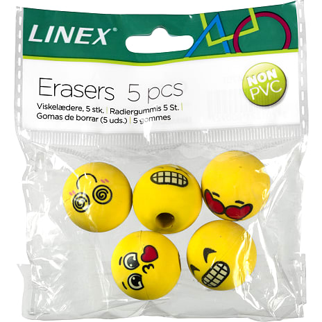Linex emojis 3D viskelæder - 5 stk.