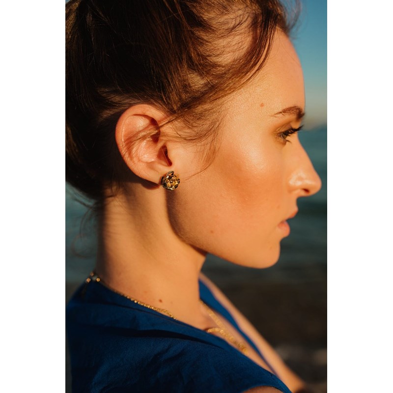 boucles d'oreilles puces fleurs doré à l'or fin - AGLAÉ