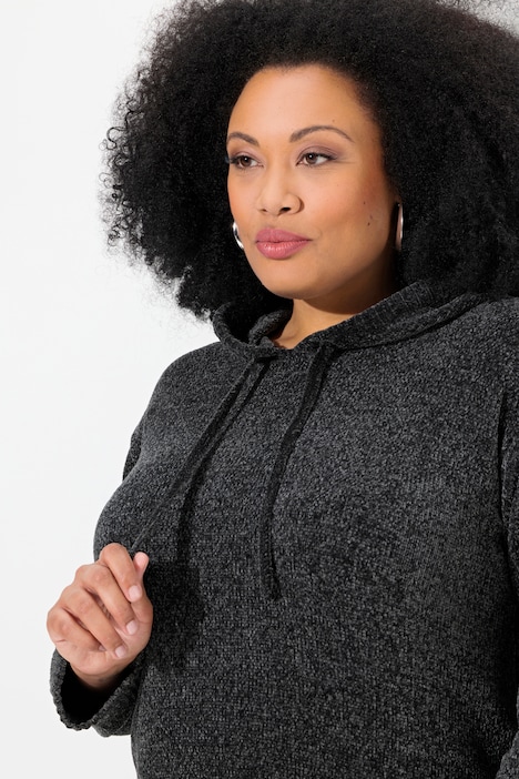 Chenille-Hoodie, Kapuze, Kordel, Langarm
