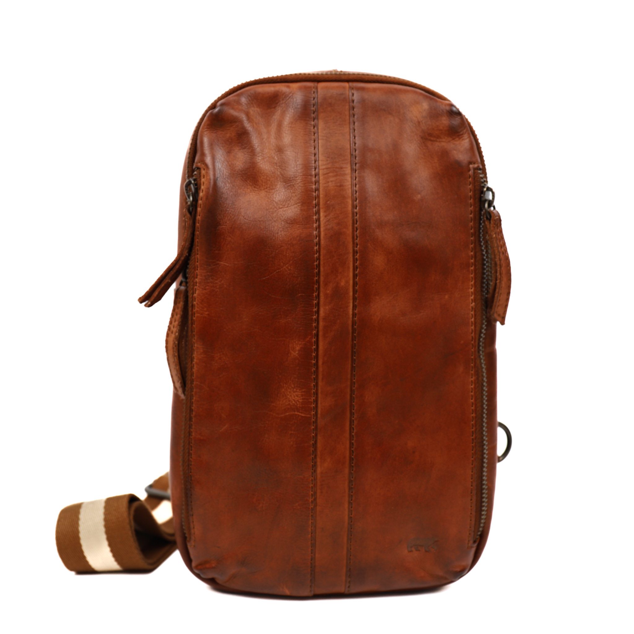 Bear Design Cow Lavato Crossbody Tas Louis Cognac CL42806
