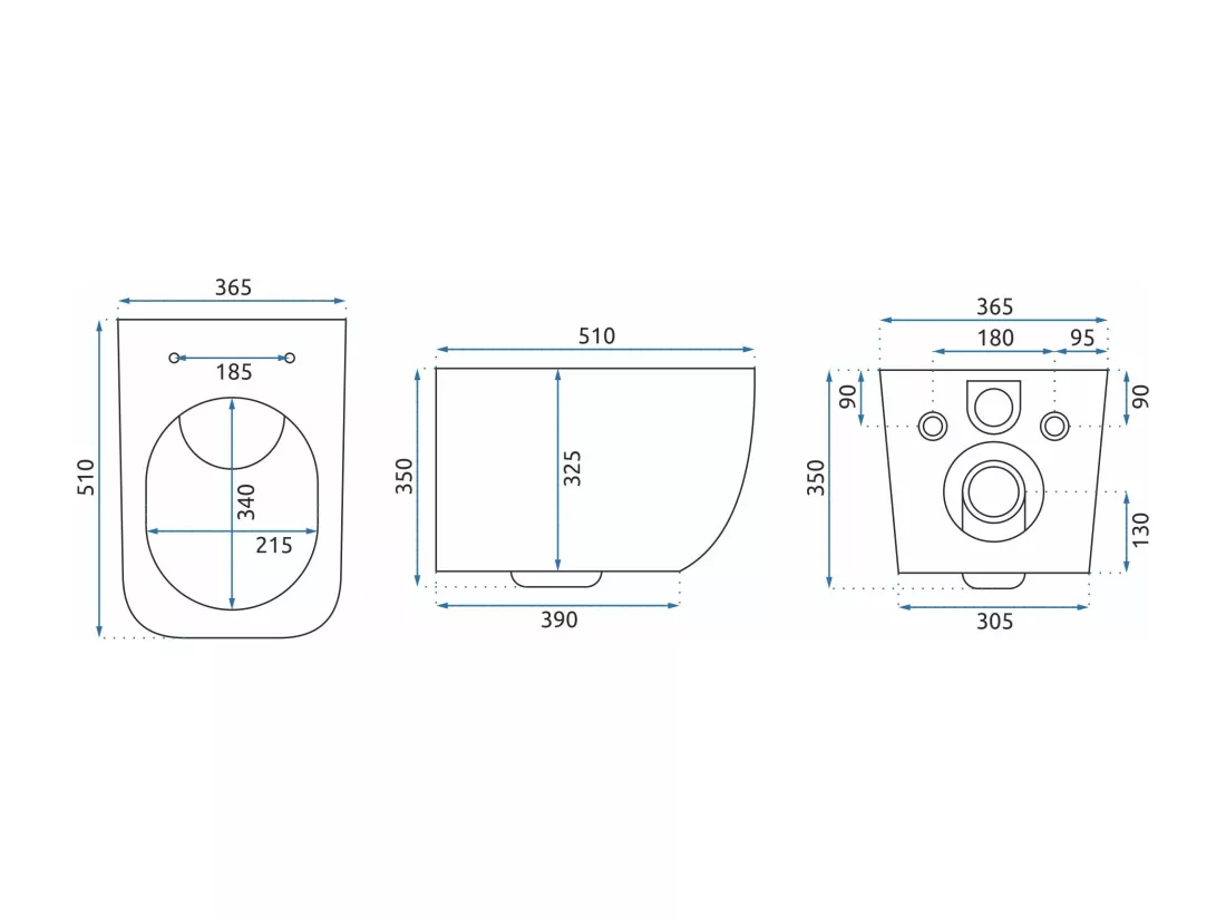 Cuvette Wc Suspendue Rea Martin Rimless Duroplast/Slim/Zm White