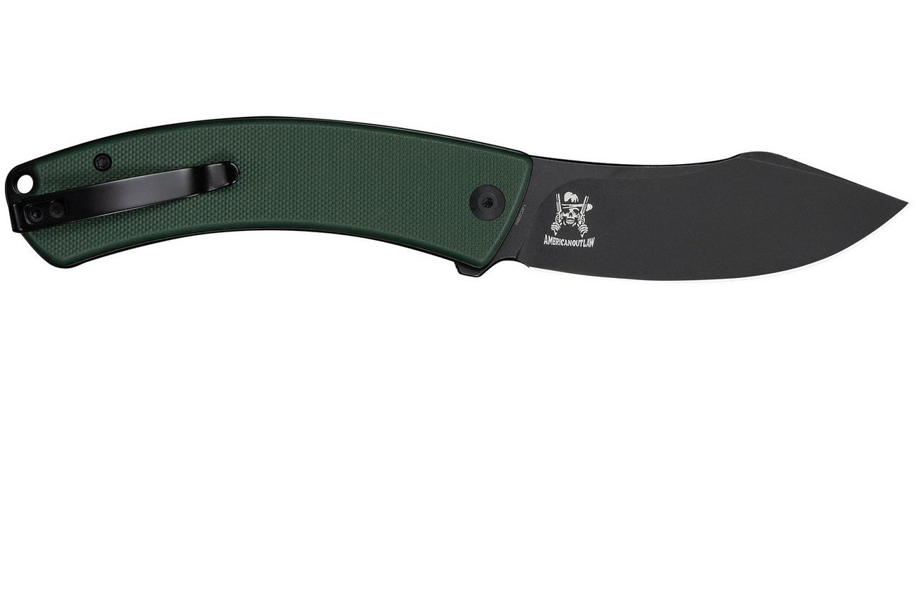 Civivi Outlaw Muk C24079-3 Blackwashed 14C28N, Green G10, zakmes