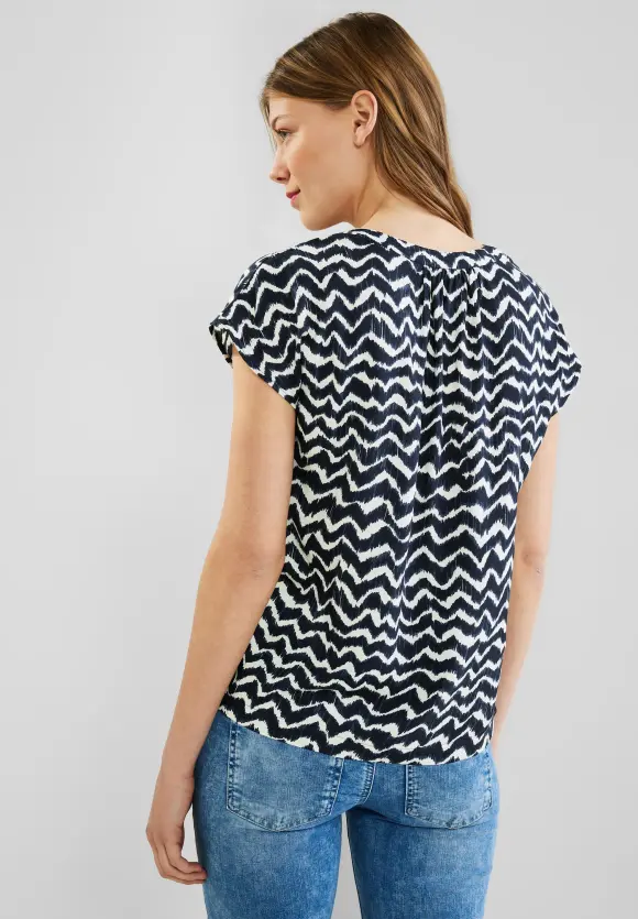 Shirtbluse mit Print - deep blue