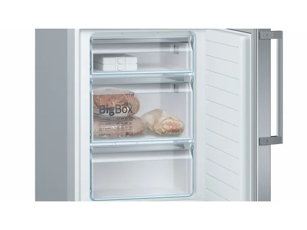 Bosch Serie | 6 KGE398IBP - Køleskab/fryser - bund-fryser - bredde: 60 cm - dybde: 65 cm - højde: 201 cm - 343 liter - Klasse B - rustfrit stål