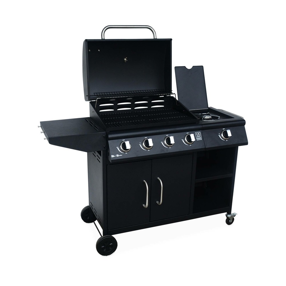 Barbecue gaz foucault. En acier inoxydable. 5 brûleurs 145x88x151